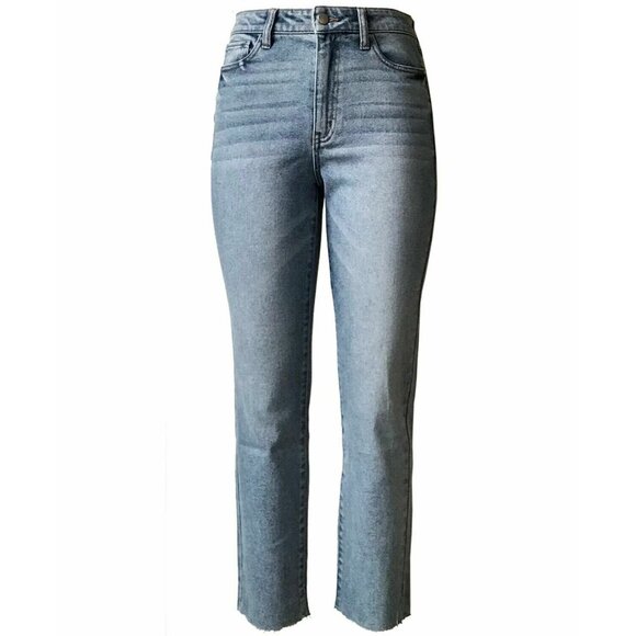 Tinseltown Juniors' Raw-Hem Mom Jeans Size 3 - Picture 1 of 4